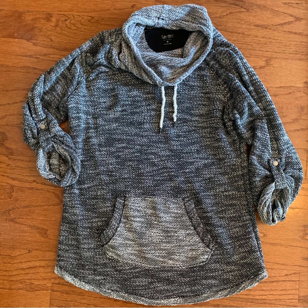 Calvin Klein Black and White Marled Knit Pullover